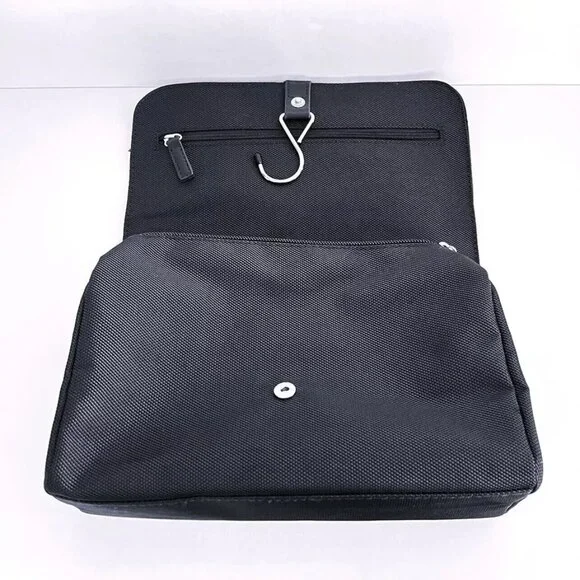NWT GIORGIO ARMANI Black Fold Over Hangable Toiletry Travel‎ Bag w/ Dust Bag